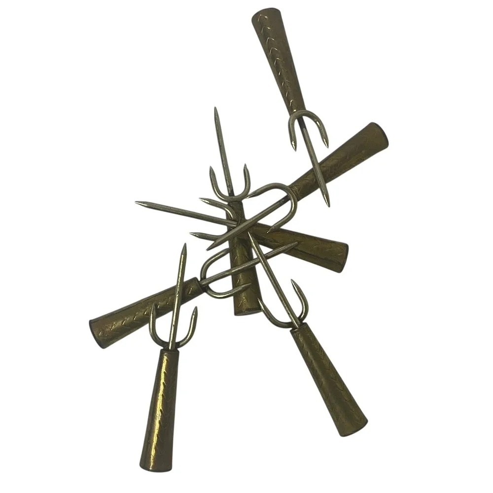 Vintage Mexico Brass Trident Cocktail Picks Set‎ of 7 Mid Century Barware 3 Inch